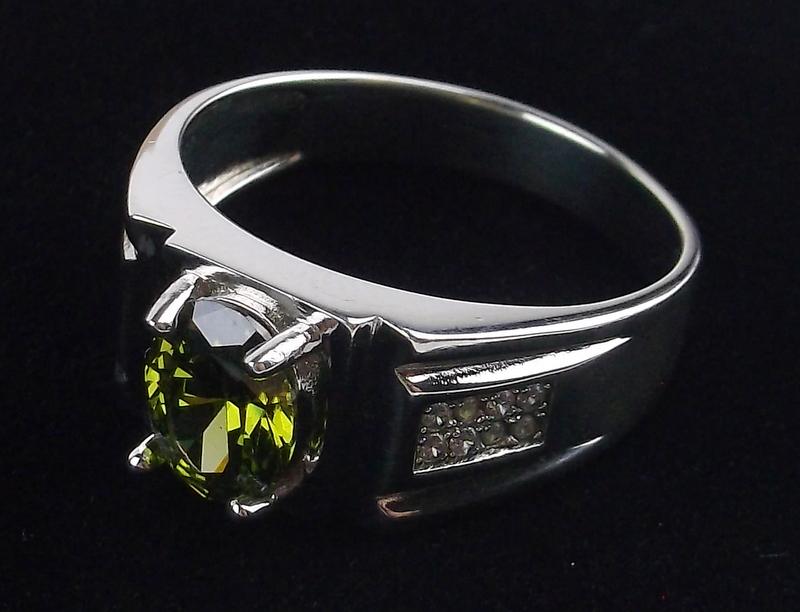 Mint Boxed Sterling Green Stone Mens Ring 12 (1 of 4)
