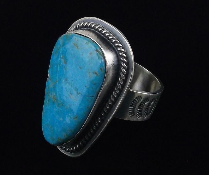 Navajo Greg Perry Sterling Silver Turquoise Ring 8 (1 of 4)
