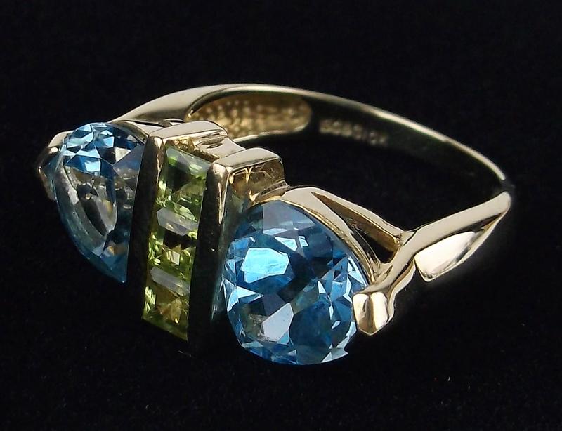 New Boxed 10kt Gold 3ct Topaz Peridot Ring 6 (1 of 4)