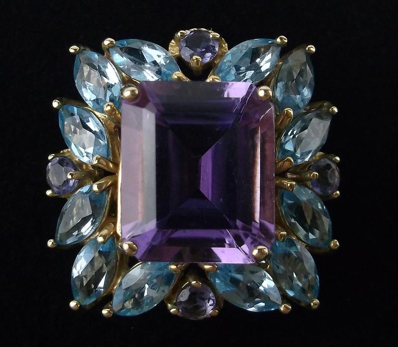 New Boxed 10kt Gold Amethyst Topaz Ring Size 6 (1 of 5)
