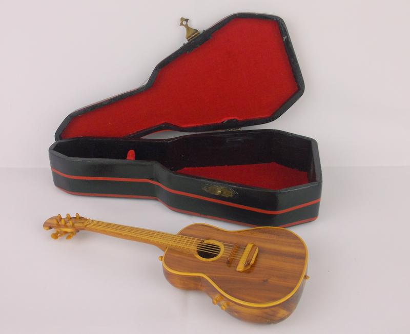 Antique Handmade Wood Guitar & Box Signed (1 of 8)