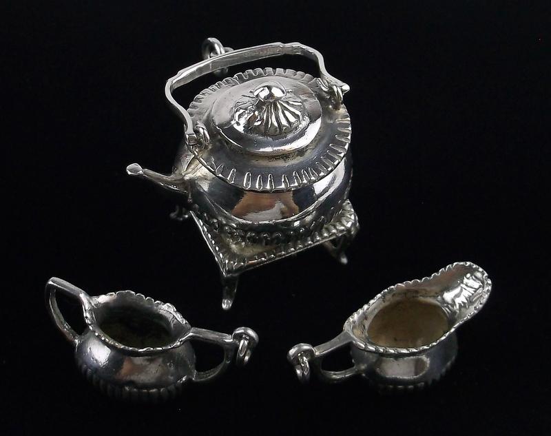 MEOW Sterling Silver Teapot Creamer Sugar Heavy (1 of 6)