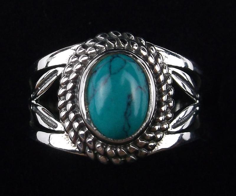 New Sterling Silver Turquoise Ring Size 6 Thick (1 of 2)