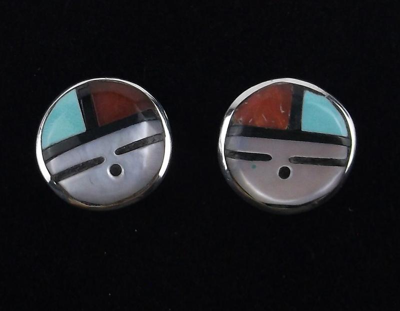 Stunning Zuni Sterling Sunface Stud Earrings (1 of 2)