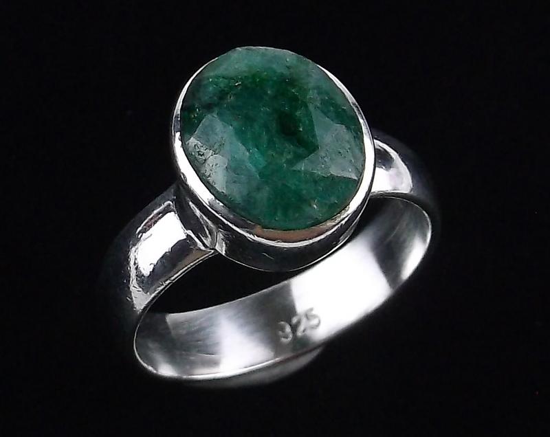 New Thick Heavy Sterling Silver 2ct Emerald Ring 6 (1 of 3)