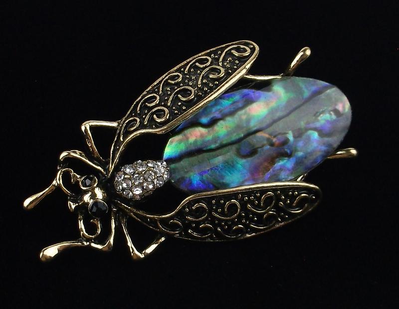 Mint Genuine Abalone Insect Brooch (1 of 2)