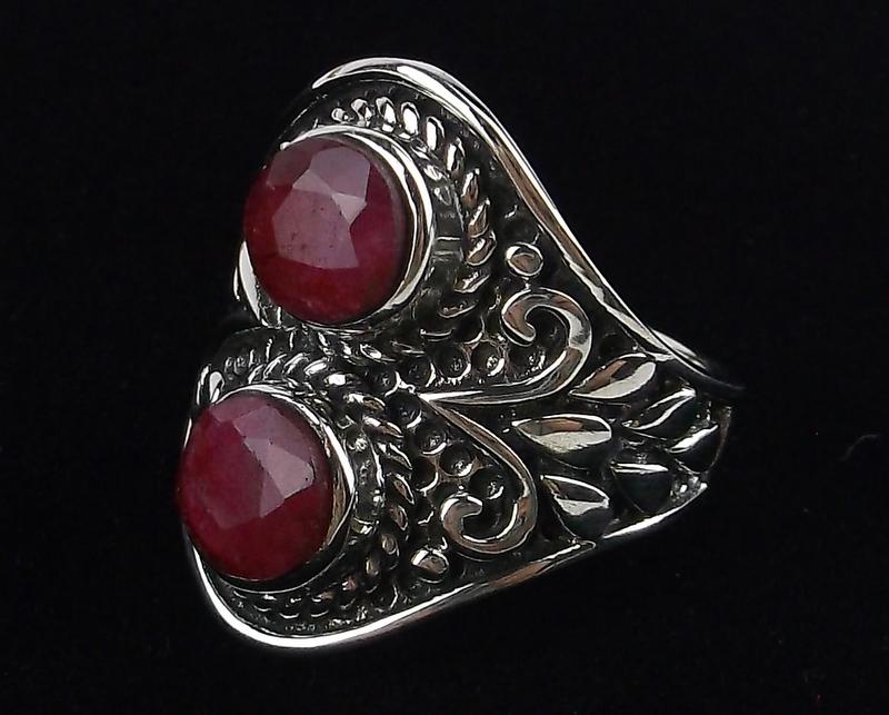 New Bali Sterling Silver 2ct Ruby Ring Size 5.5 Ornate (1 of 3)