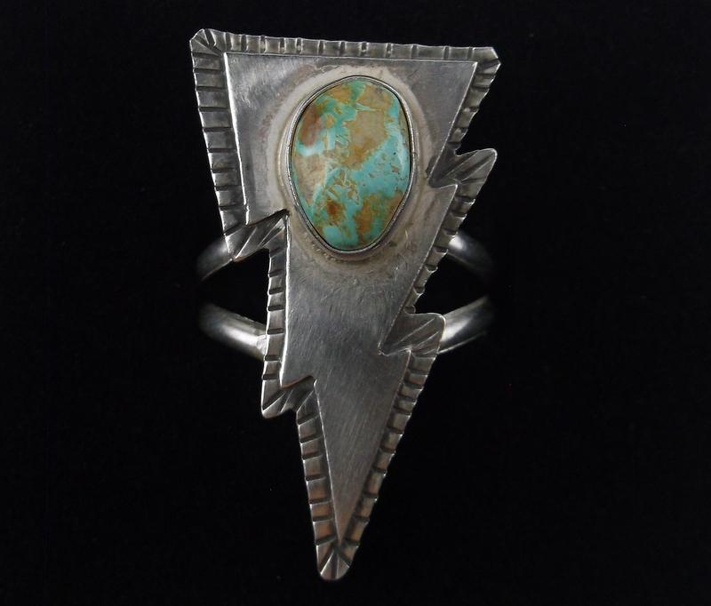 Navajo Scott Skeets Sterling Turq Lightning Bolt Ring (1 of 3)