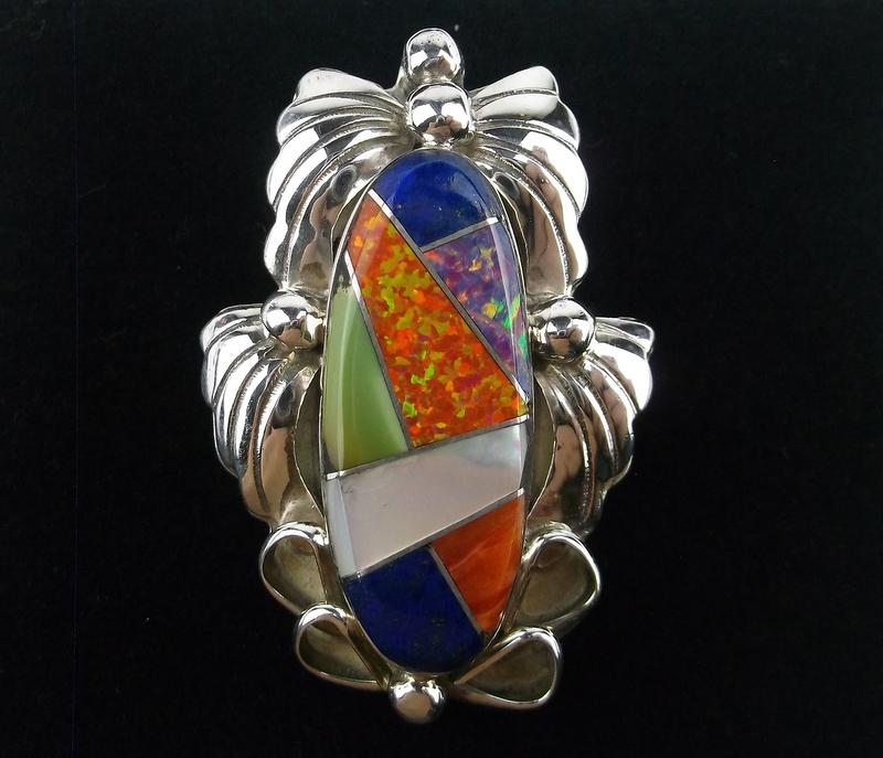 Navajo Jason Yazzie Sterling Opal Spiny Lapis Ring 8 (1 of 3)