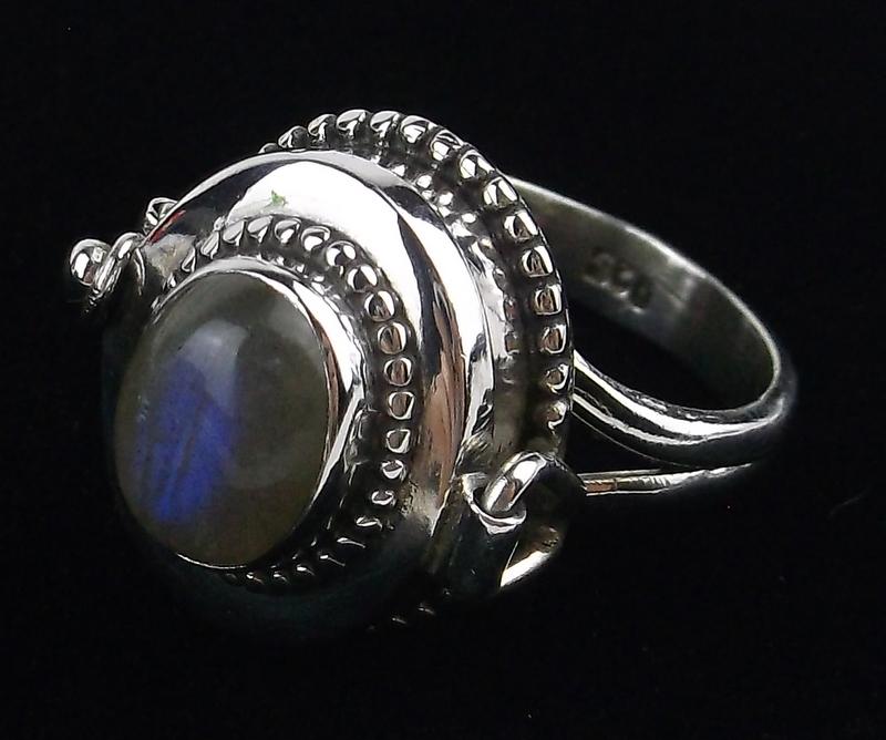 New Boxed Sterling Silver Labradorite Poison Ring 8 (1 of 4)