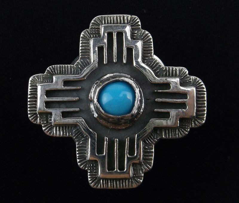 Navajo Lee Shorty Sterling Turquoise Cross Ring 8 (1 of 3)