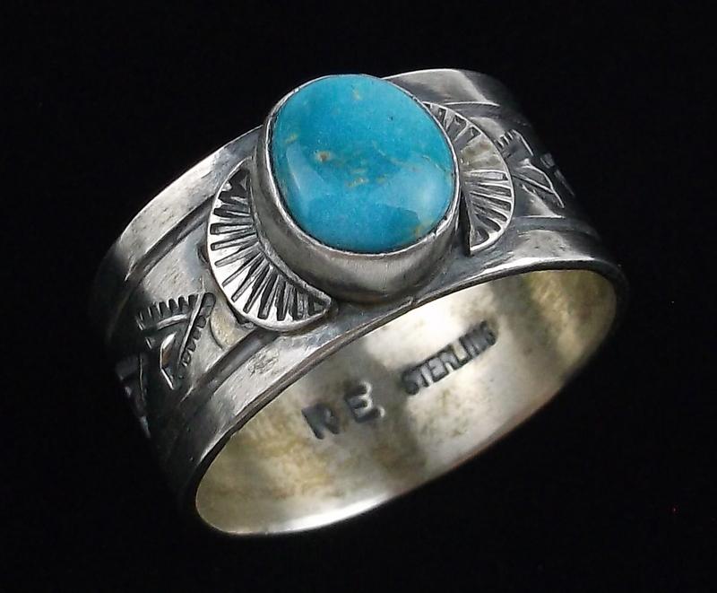 Big Navajo Rick Enricuez Sterling Turquoise Ring 13 (1 of 3)