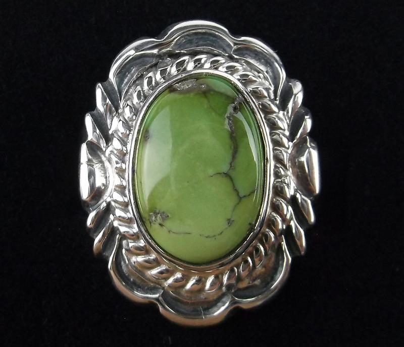 Navajo Virgil Chee Sterling Sonoran Gold Turq Ring 6.5 (1 of 3)