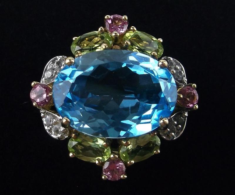 New Boxed 10kt Gold 10ct Topaz Peridot Ring 7 (1 of 4)