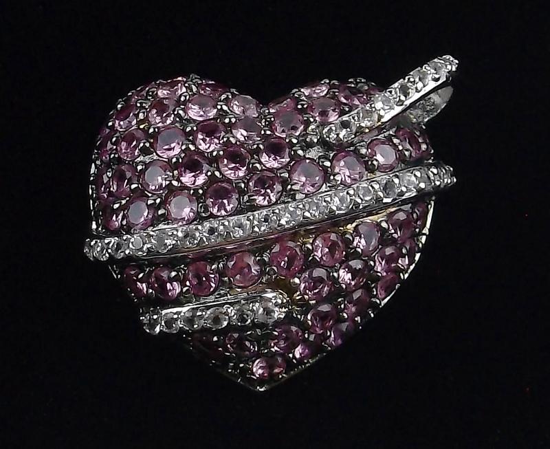 New Sterling Silver Ruby White Topaz Heart Pendant (1 of 3)