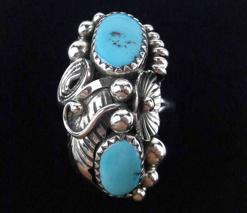 Navajo Maxine Calladito Sterling Turquoise Ring 8 (1 of 3)