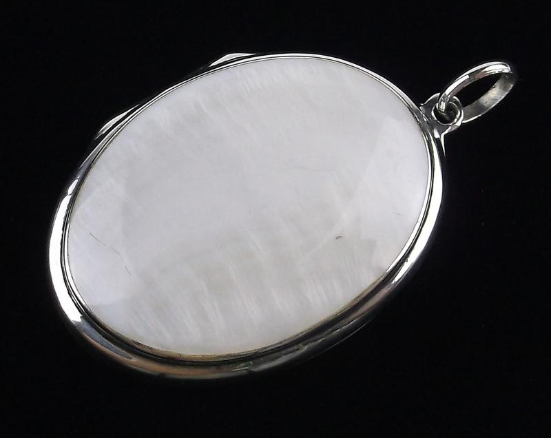 Stunning Large Heavy Sterling MOP Pendant Locket (1 of 4)