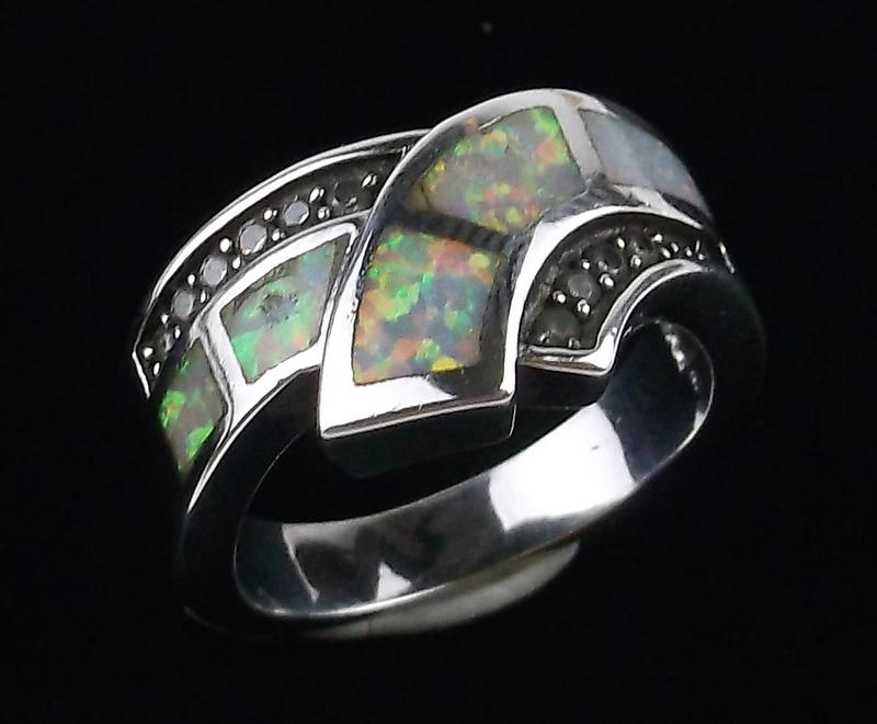 Stunning Boxed Sterling Silver Opal Ring 7 Heavy (1 of 3)