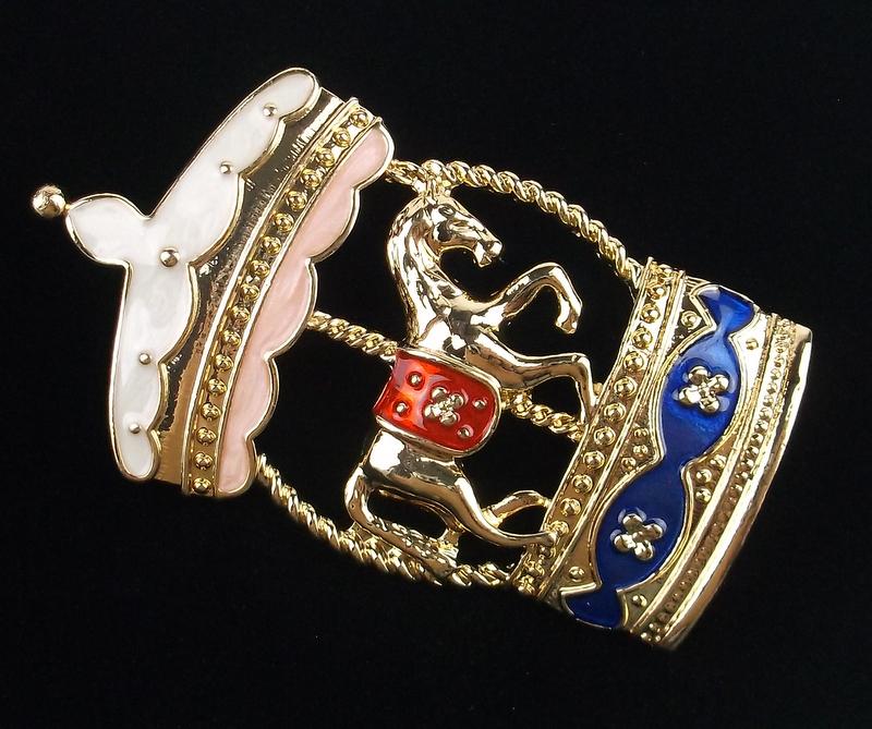 Mint Enameled Big Carousel Horse Brooch (1 of 2)