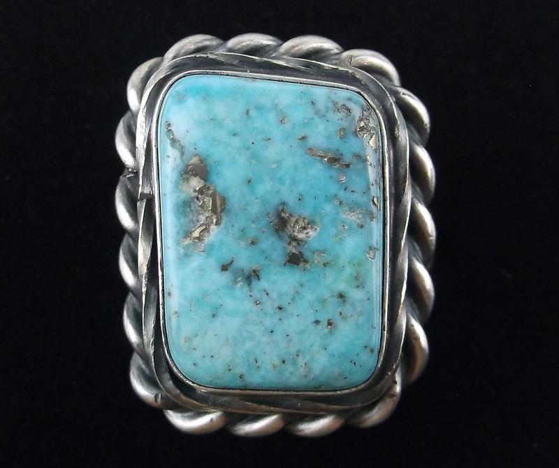 Navajo Eli Skeets Sterling Sonoran Turquoise Ring 7 (1 of 3)