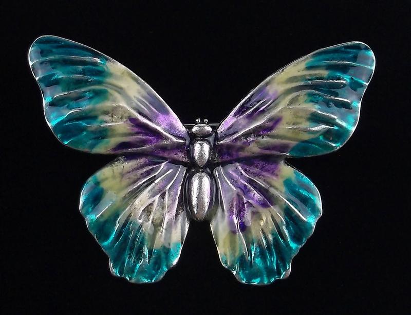 Mint Enameled Butterfly Brooch Life Size (1 of 2)