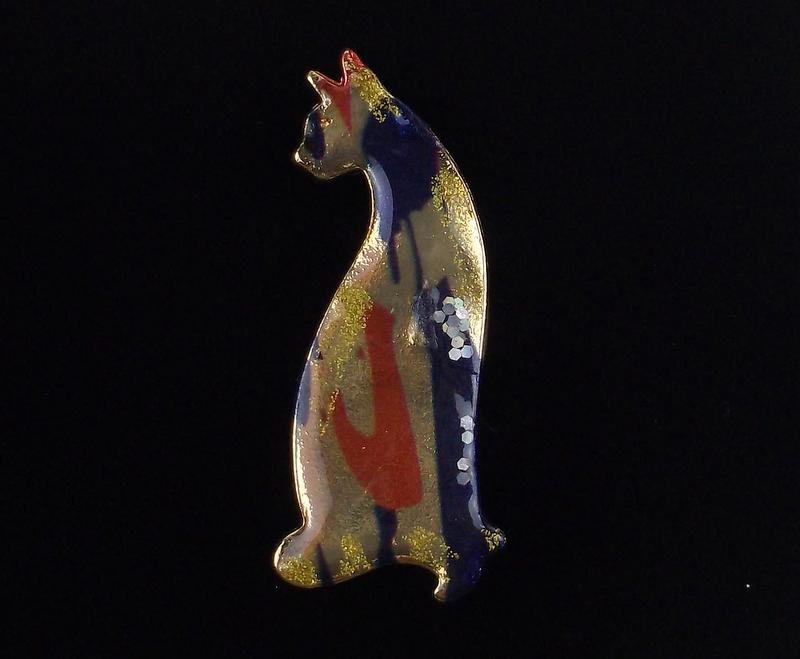 Mint Enameled Cat Brooch (1 of 2)