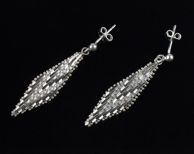 Mint Vintage Thick Heavy Sterling Silver Drop Earrings (1 of 3)