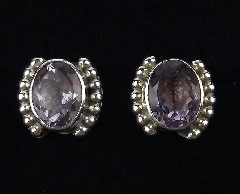 Mint Navajo Sterling 6cttw Amethyst Earrings Stud (1 of 3)