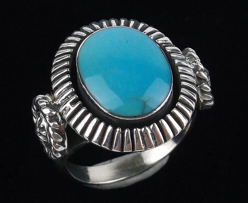 Navajo Bobby Platero Sterling Turquoise Ring 8.5 Heavy (1 of 4)