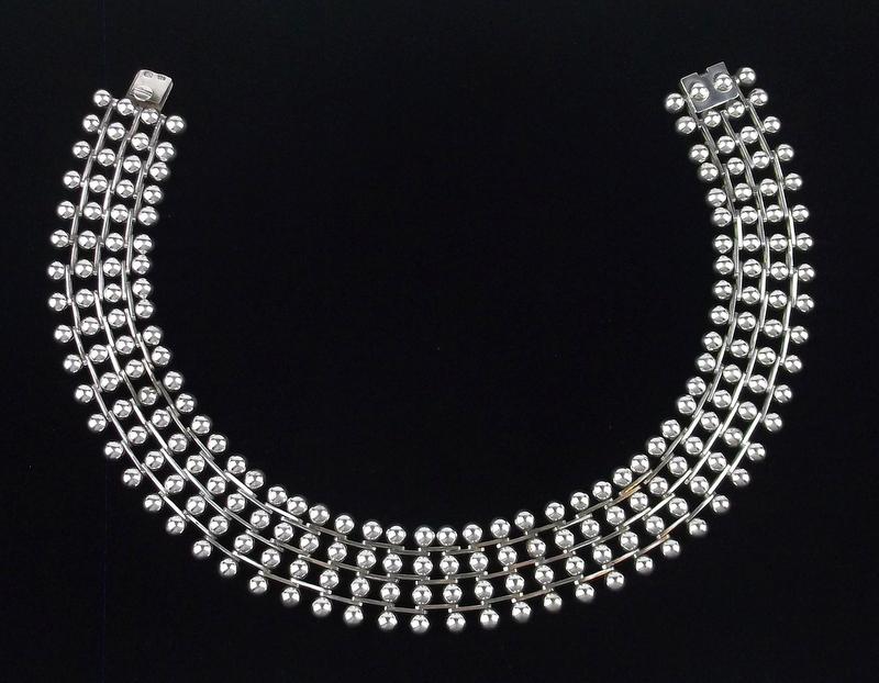 Huge Vint Sterling Silver Choker Necklace 14" HEAVY (1 of 7)