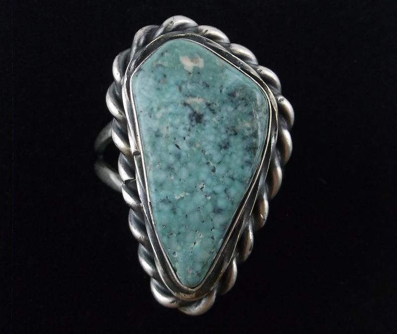 Navajo Eli Skeets Sterling Sonoran Turquoise Ring 8 (1 of 3)