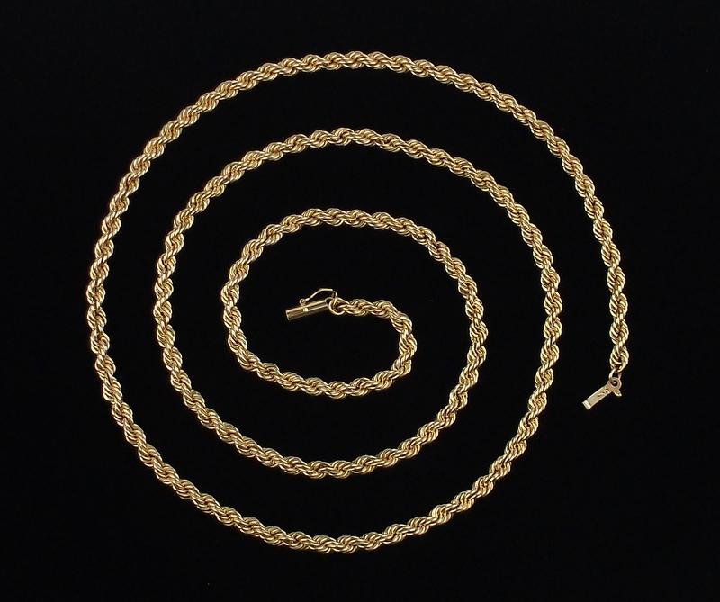 HUGE HEAVY 14kt Gold Rope Chain Necklace 30.5" Inch (1 of 7)