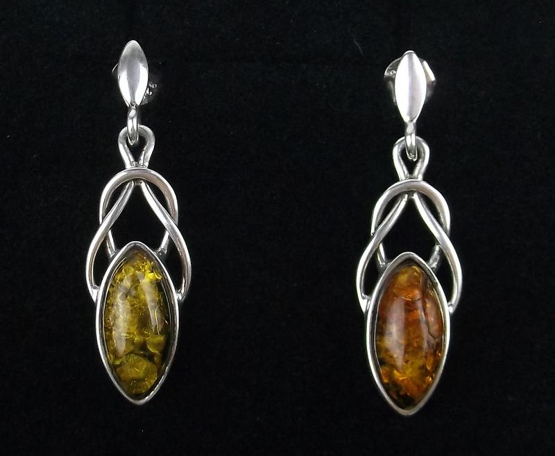 Mint Vintage Sterling Genuine Amber Stud Earrings Drop (1 of 1)