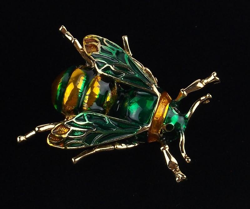 Mint Enameled Bee Insect Brooch (1 of 1)