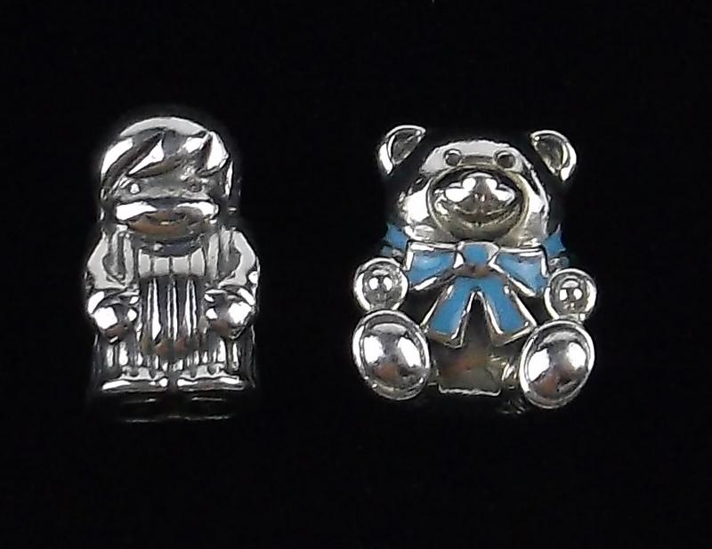 2 New Pandora Sterling Silver Charm Lot Boy Bear (1 of 3)