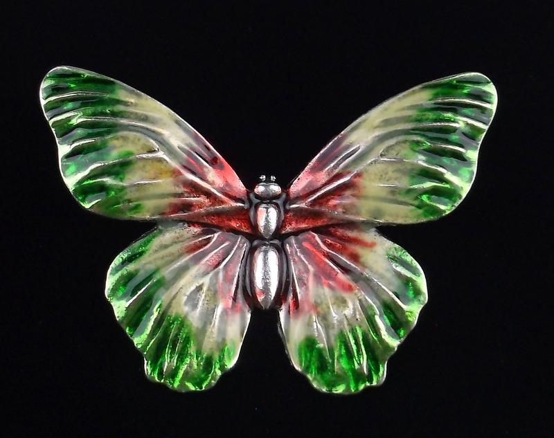 Mint Enameled Butterfly Brooch Life Size (1 of 2)