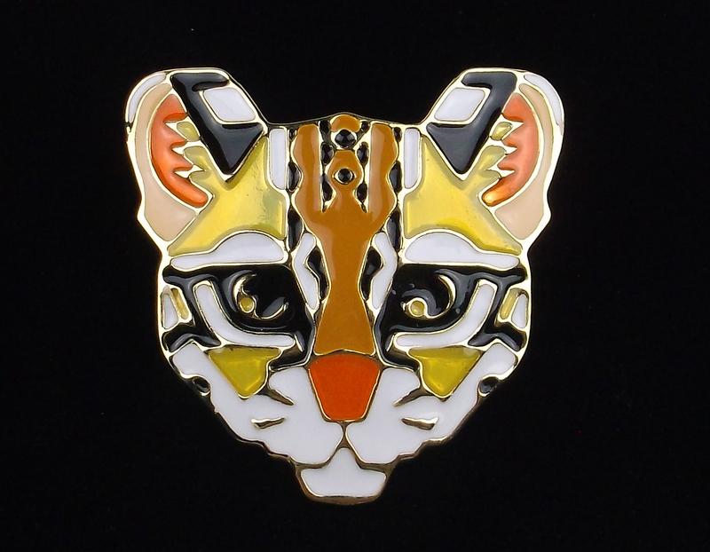 Mint Enameled Tiger Cub Brooch (1 of 2)