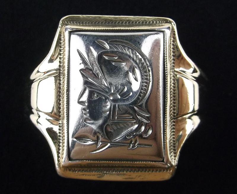 Vintage 1950s Sterling 10kt Gold Top Roman Ring 12 (1 of 5)