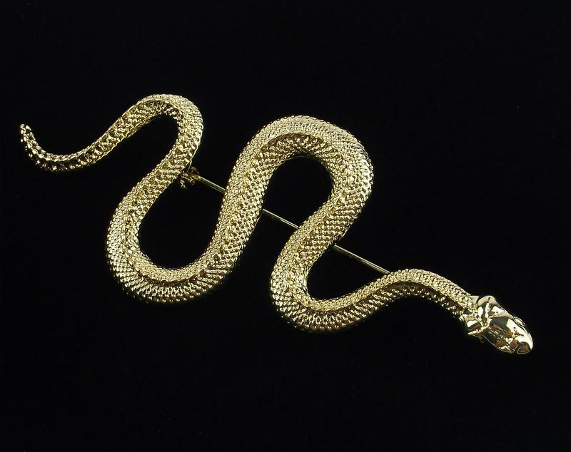 Mint Enameled Snake Brooch (1 of 2)