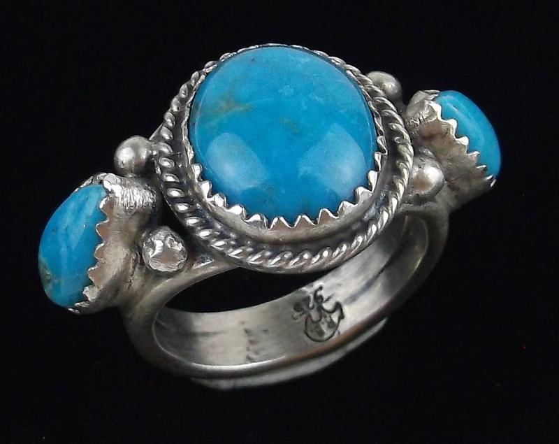 Navajo Jeff Henio Sterling Silver Turquoise Ring 6 (1 of 3)