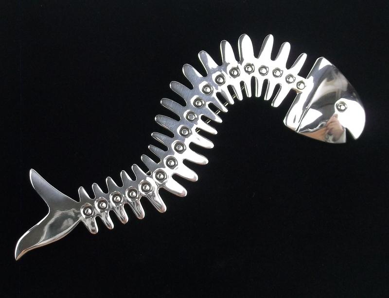 Mint Vint Taxco Sterling Silver Fish Bones Brooch BIG (1 of 4)
