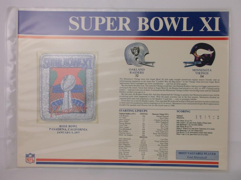 Mint Big 1977 NFL Super Bowl Patch Vikings Raiders (1 of 4)