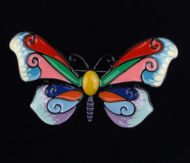 Mint Enameled Butterfly Brooch Life Size (1 of 2)