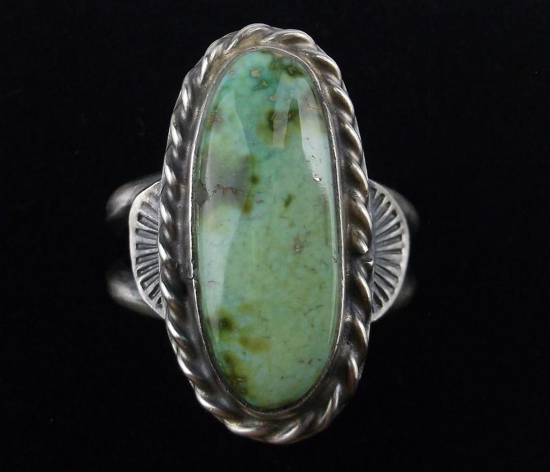 Navajo Betta Lee Sterling Sonoran Gold Turq Ring 9 (1 of 3)