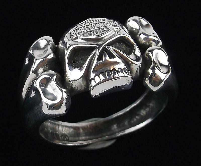 Huge MOD Harley Davidson Sterling Skull Ring 14 Heavy (1 of 5)