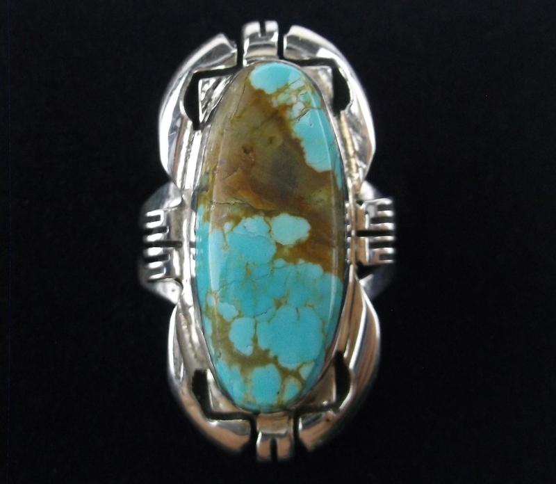 Navajo Ray Jack Sterling Silver Turquoise Ring 7.5 (1 of 3)