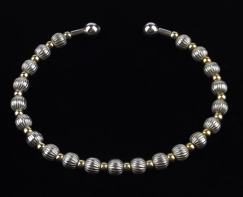 Stunning Vintage Sterling Silver Ball Cuff Bracelet (1 of 2)