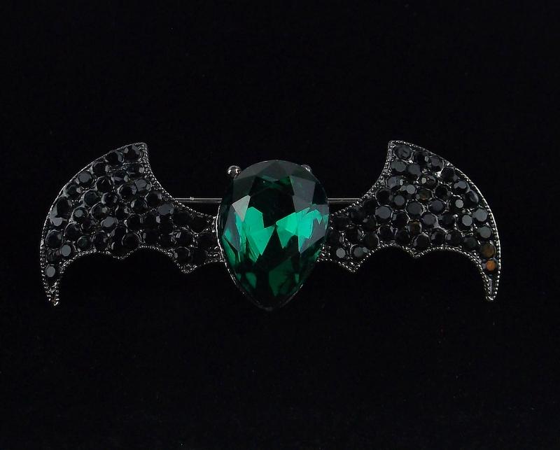 Mint Enameled Rhinestone Bat Brooch: Mint Condition, In Like New Condition, Perfect