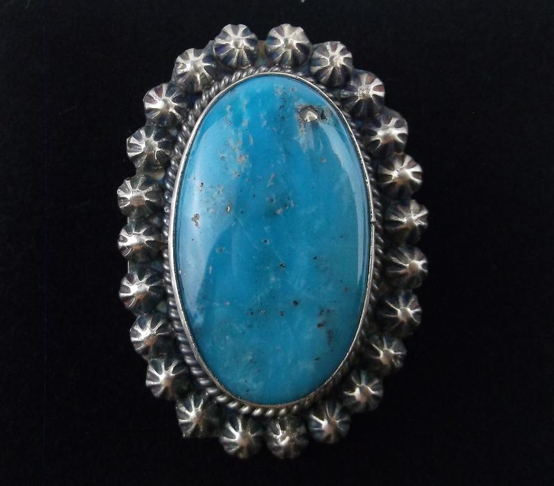 Navajo Scott Skeets Sterling Silver Turquoise Ring 7.5 (1 of 3)