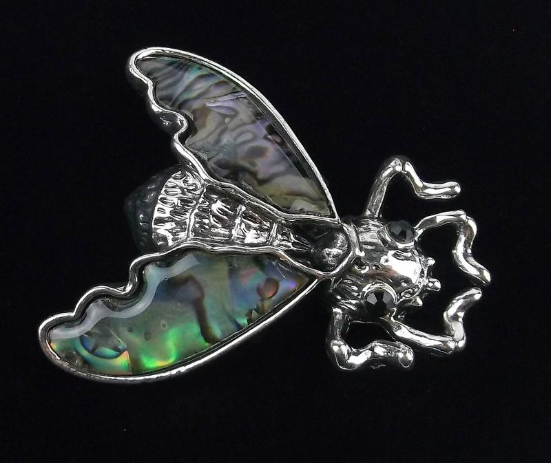 Big Mint Genuine Abalone Bee Insect Brooch (1 of 2)